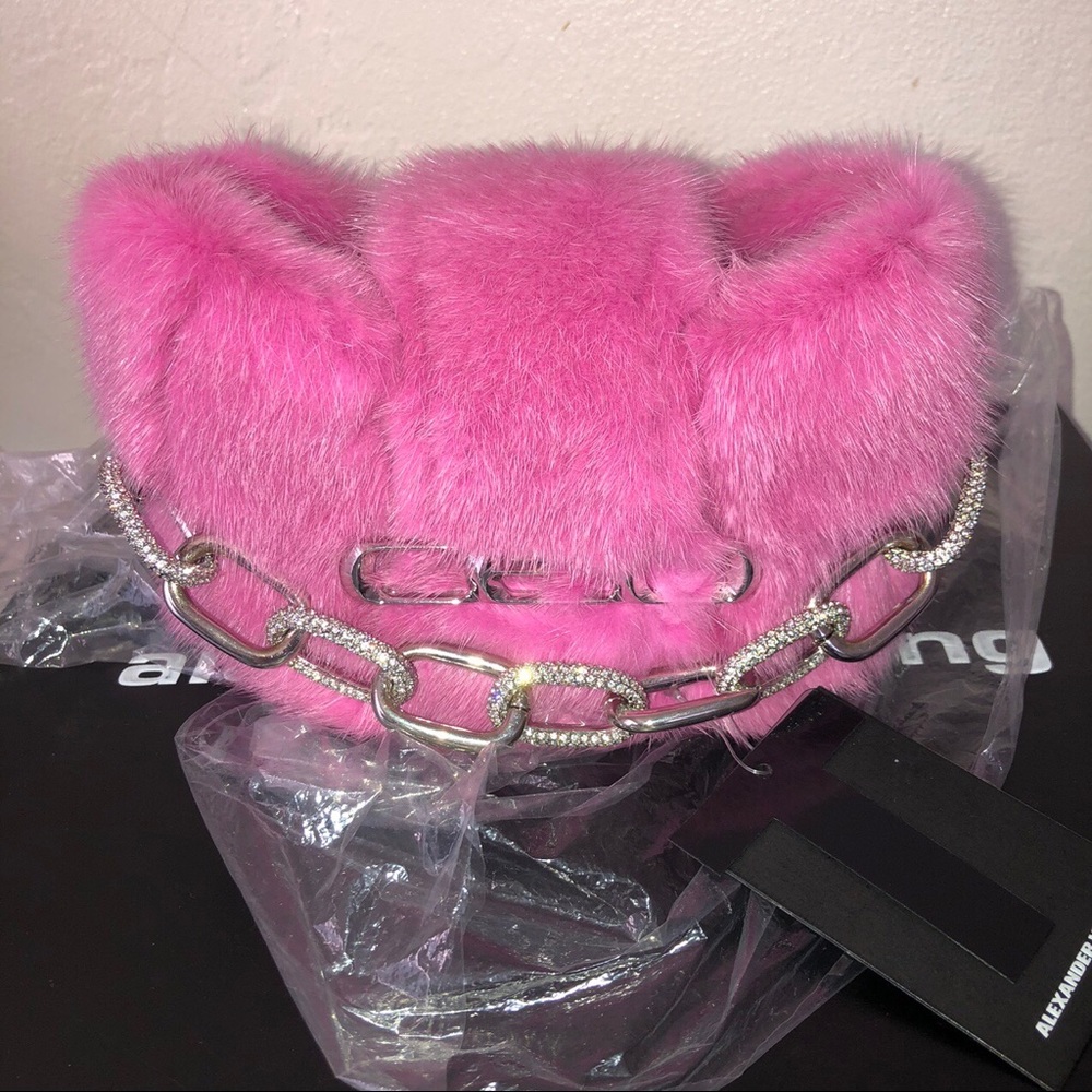 💕Alexander wang azalea pink mink fur bag